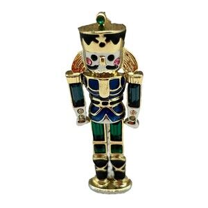 VTG Monet Christmas Nutcracker Soldier Enamel Rhinestone Brooch New No Box